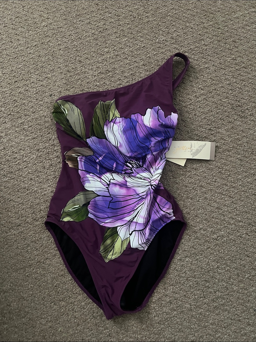 Profile By Gottex Purple One-Shoulder Floral One-Piece Swimsuit
